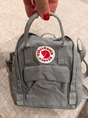 Fjallraven Kanken Mini Backpack in Gray with Red Logo